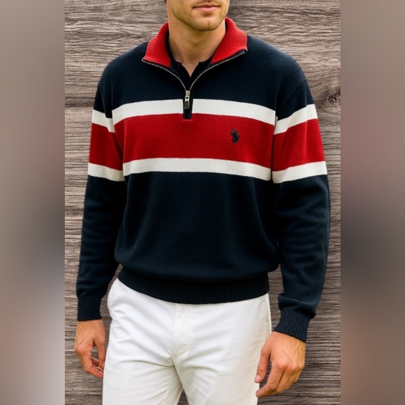 U.S. Polo Assn. Other - NWOT U.S. Polo Association Quarter Zip Colorblock Pullover Sweater Top Size XL